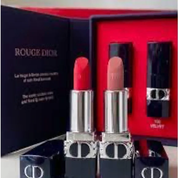 Rouge Dior Mini Lipstick Duo Set 999 Velvet & 100 Nude Look Velvet New!